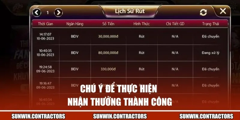Rút Tiền Sunwin Cực Tốc Độ, Chạm Nhẹ Là Có Tiền Ngay 3 Chú ý để thực hiện nhận thưởng thành công
