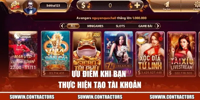Đăng Ký Sunwin Nhận Ưu Đãi Khủng, Chơi Là Trúng Lớn 2 Ưu điểm khi bạn thực hiện tạo tài khoản
